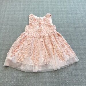 Pippa & Julie Baby Girls 18M Pink Rosette Tulle Party Dress Special Occasion
